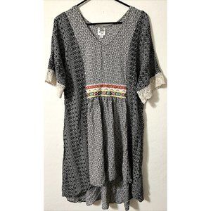 Ivy James Black White Dress with Color Embroidery Size Large